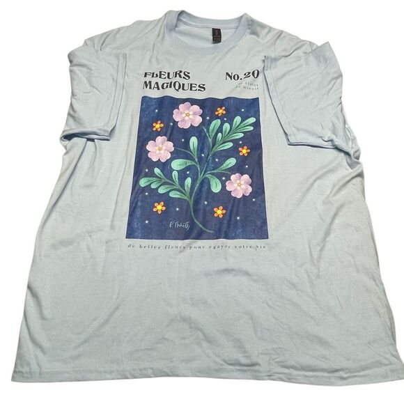 Baby Blue Magic Flowers Graphic Tee - Picture 2 of 5
